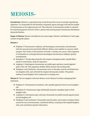 Know Meiosis - Bio study note thumbnail