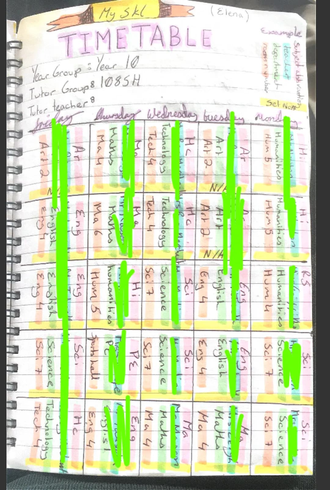 Aesthetic timetable example