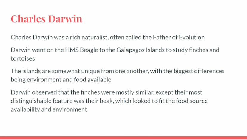 Evolution
Evolution is the process by which a change in the genetic characteristics of a
population over generations occurs.
Evolution is th