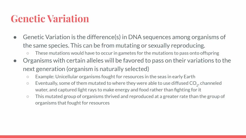 Evolution
Evolution is the process by which a change in the genetic characteristics of a
population over generations occurs.
Evolution is th
