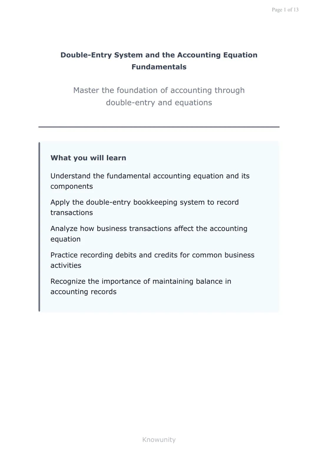 Double-Entry System and the Accounting Equation Fundamentals