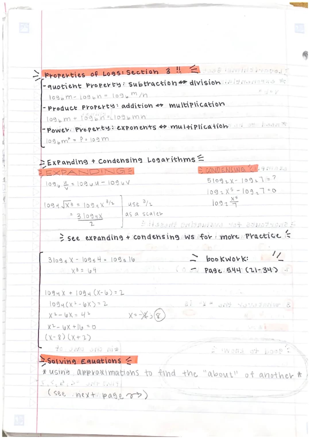 Logarithims: Section 2 = voldug 90
* exponentials + logarithms are inverse #19 -
Y=bx
X= by logarithm in exponential form
1096X = Y + logari