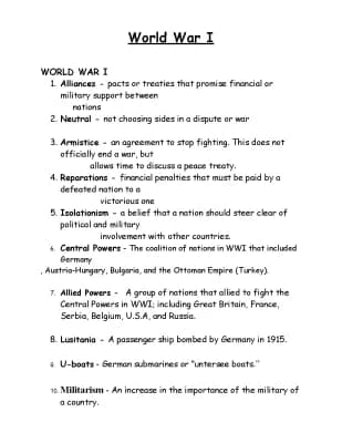 Know World War I Notes thumbnail