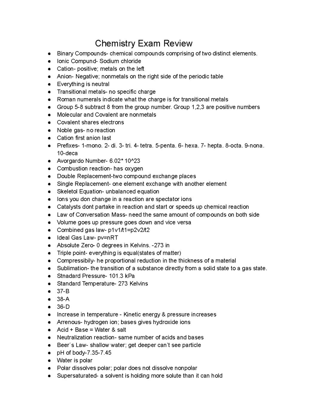 Chemistry chapter 1 Review