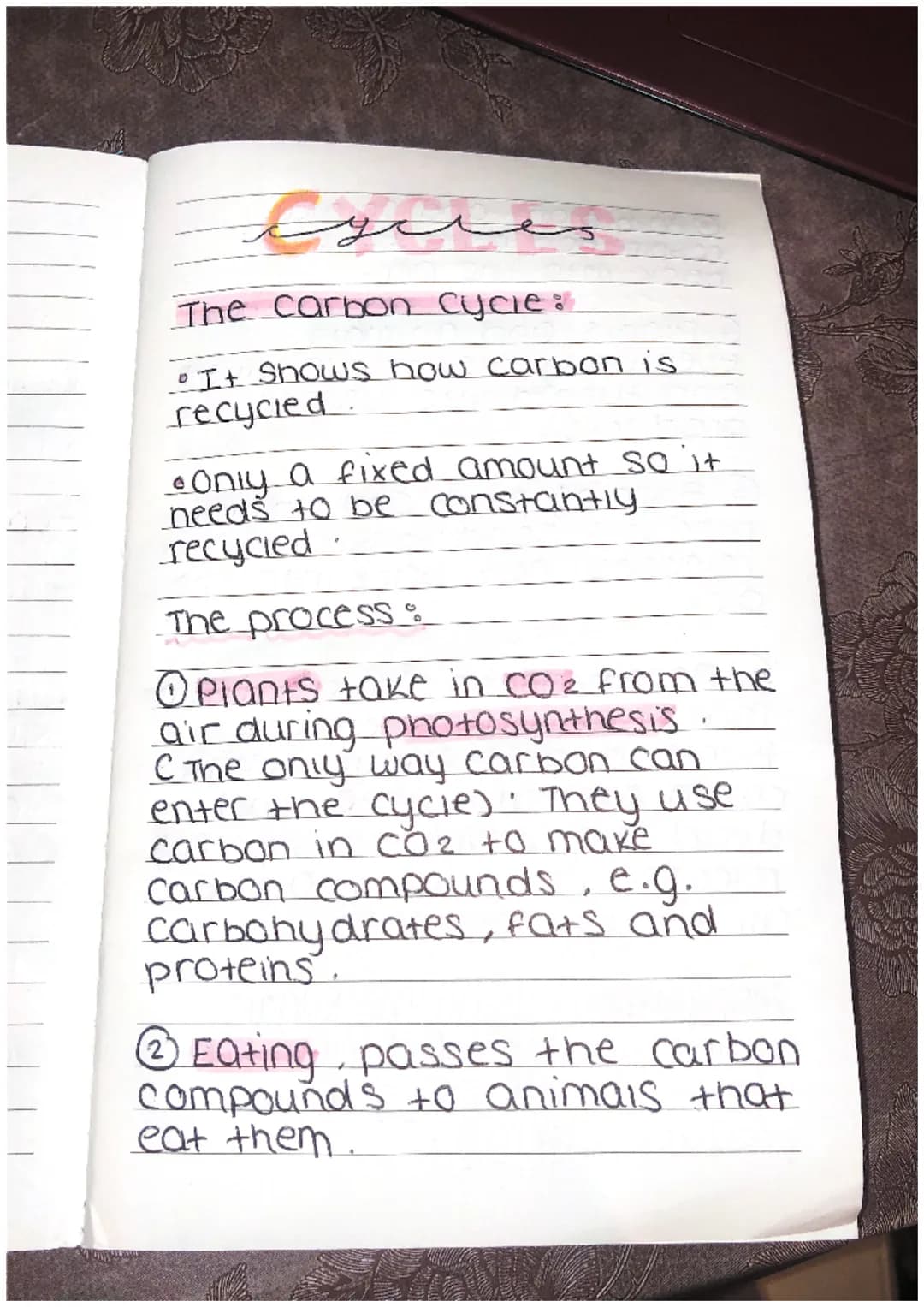igcres
The carbon cycle:
• It shows how carbon is
recycled.
•Only a fixed amount so it
needs to be constantly
recycled.
The process
O Plants