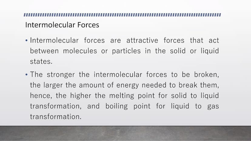 Kinetic Molecular Model of
Liquids and Solids Kinetic Molecular Theory
●
• 1. All matter is made of tiny particles.
●
• 2. These particles a