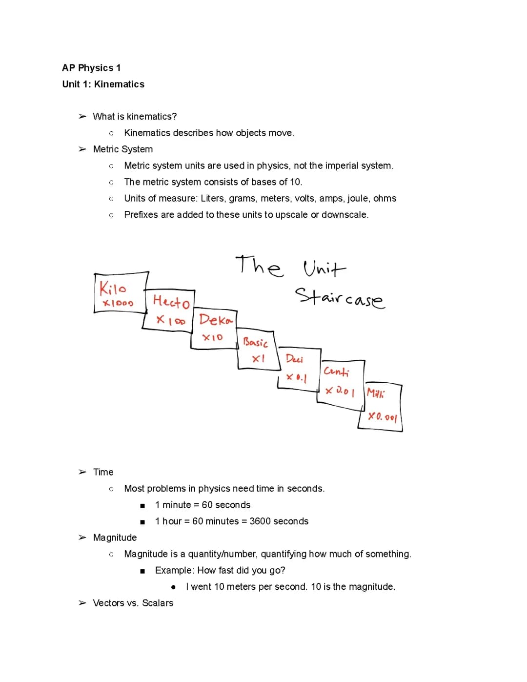 AP Physics 1 -- Kinematics Study Guide: Unit Notes, PDFs & Tests