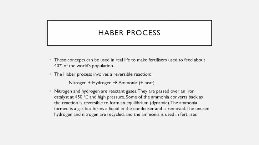 REVERSIBLE REACTIONS AND LE
CHATELIER'S PRINCIPLE
And how these can be used in the Haber process ●
●
●
●
REVERSIBLE REACTIONS
A reversible r