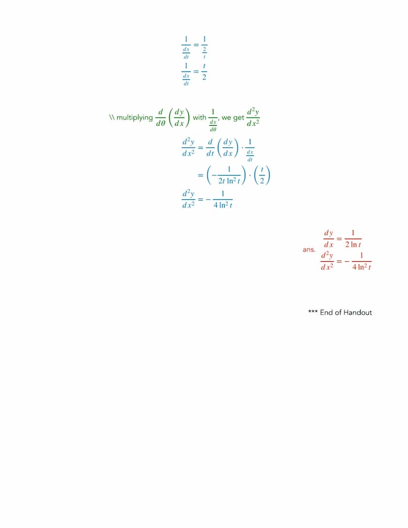 Given:
y = f(t)
x = g(t)
where y and x are expresses in terms of the same variable known as the parameter.
Solving for derivatives of Parame