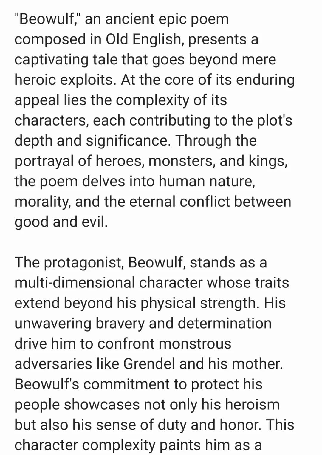 "Beowulf," an ancient epic poem
composed in Old English, presents a
captivating tale that goes beyond mere
heroic exploits. At the core of i
