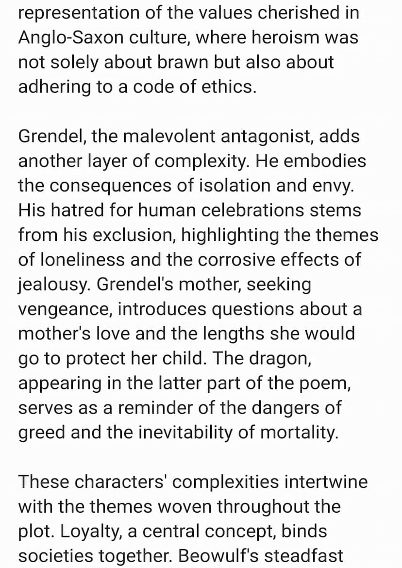"Beowulf," an ancient epic poem
composed in Old English, presents a
captivating tale that goes beyond mere
heroic exploits. At the core of i
