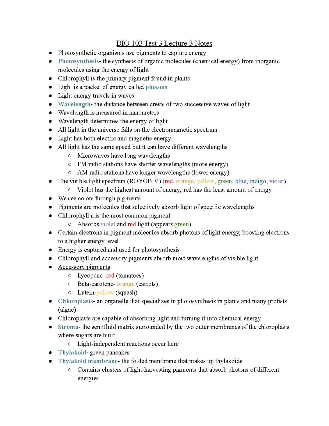 Biology Lecture Notes