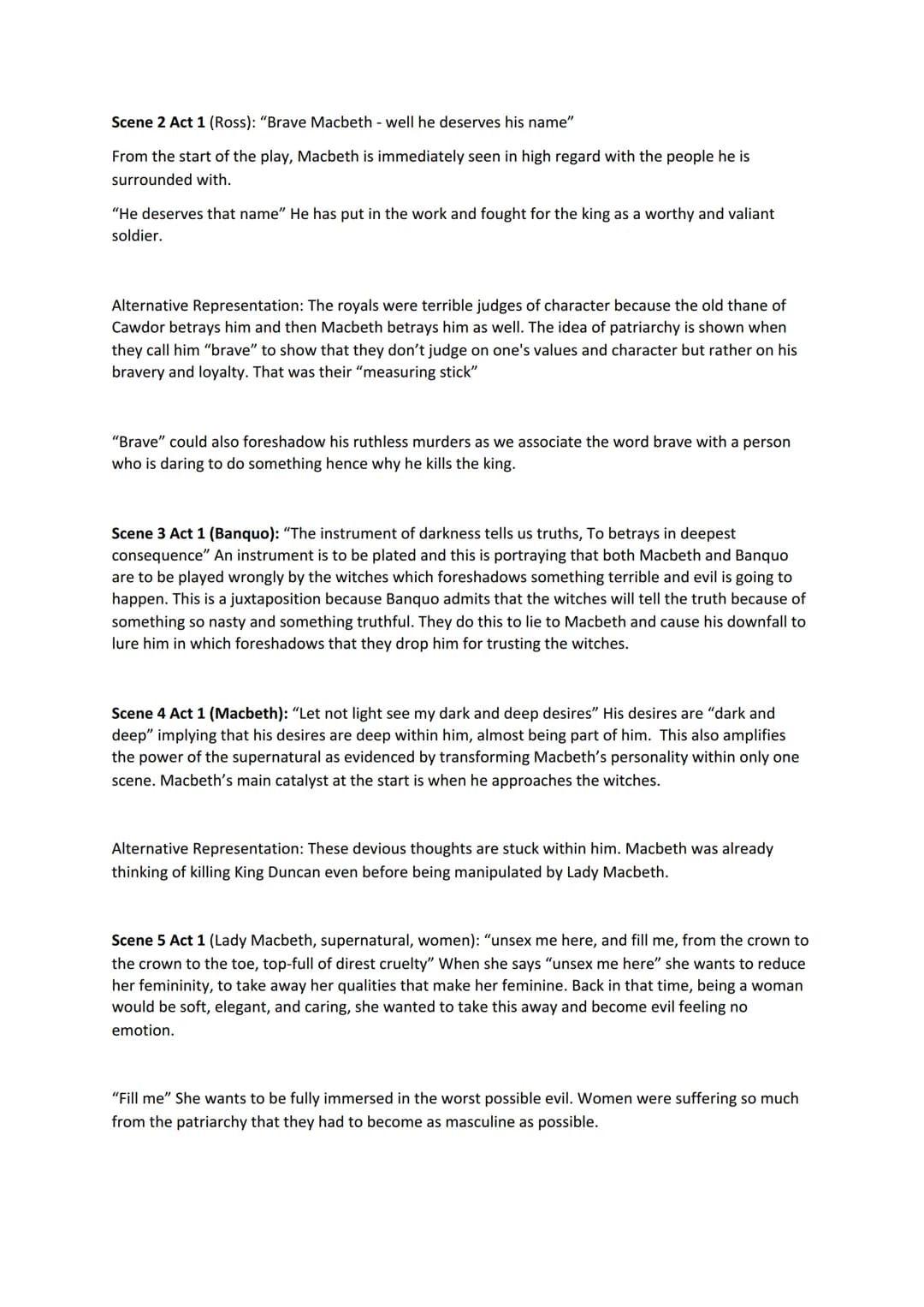 Scene 2 Act 1 (Ross): "Brave Macbeth - well he deserves his name"
From the start of the play, Macbeth is immediately seen in high regard wit