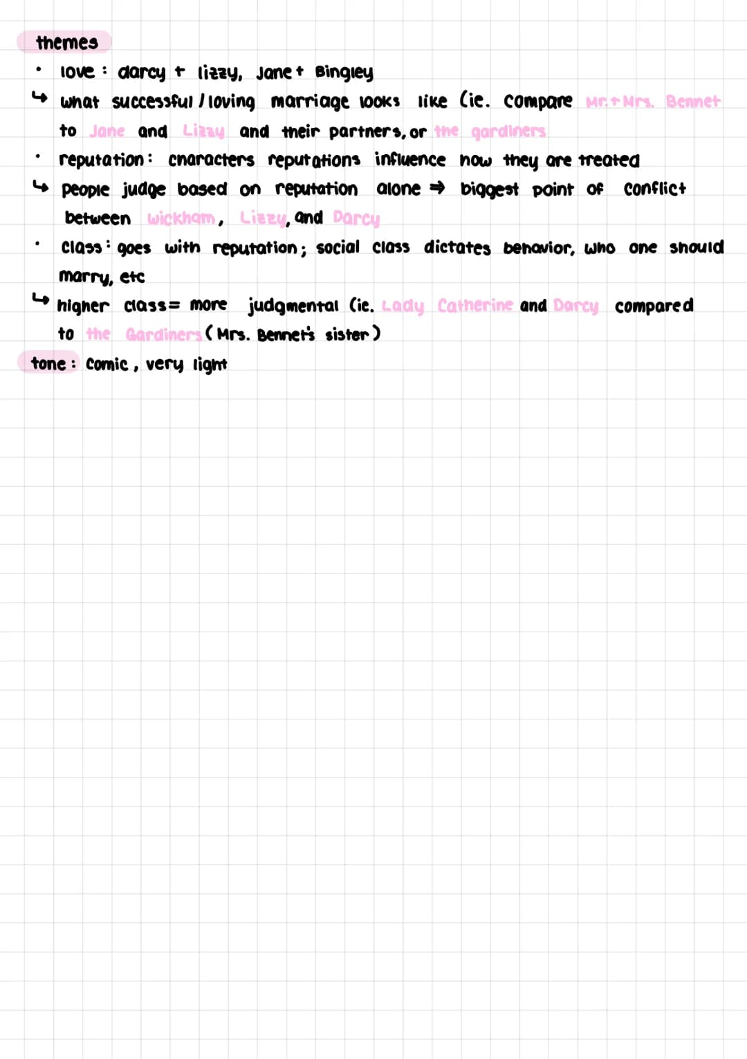 Pride and Prejudice
Characters
●
●
Study
●
Mrs. Bennett
Lizzy Bennett protagonist
> many qualities of an'ideal woman':
lovely, clever, well-