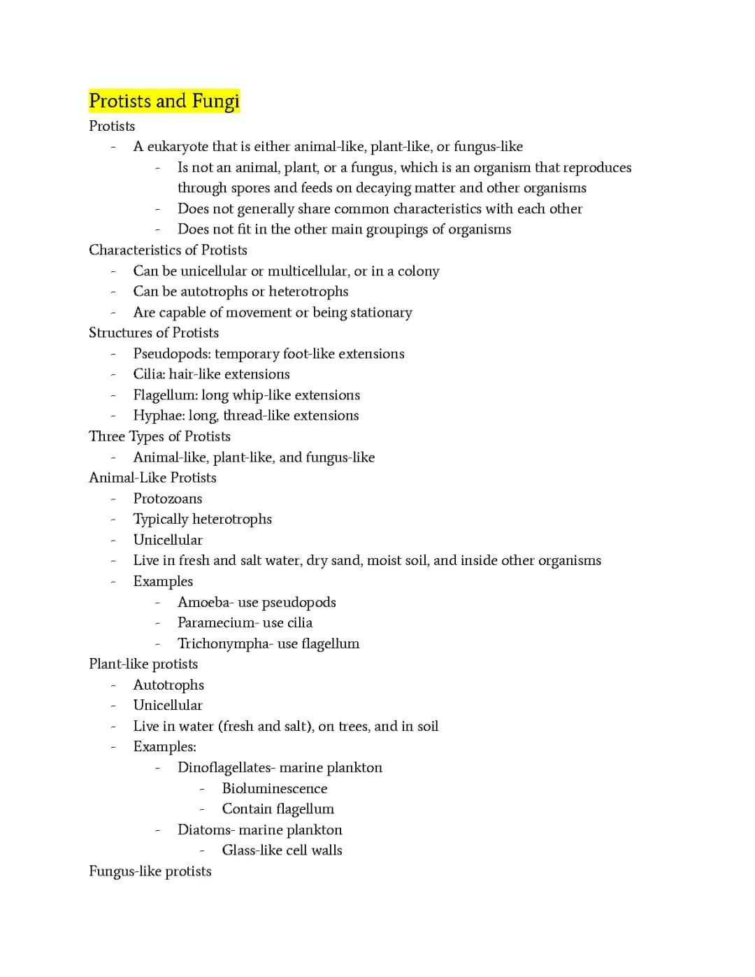 Protists and Fungi