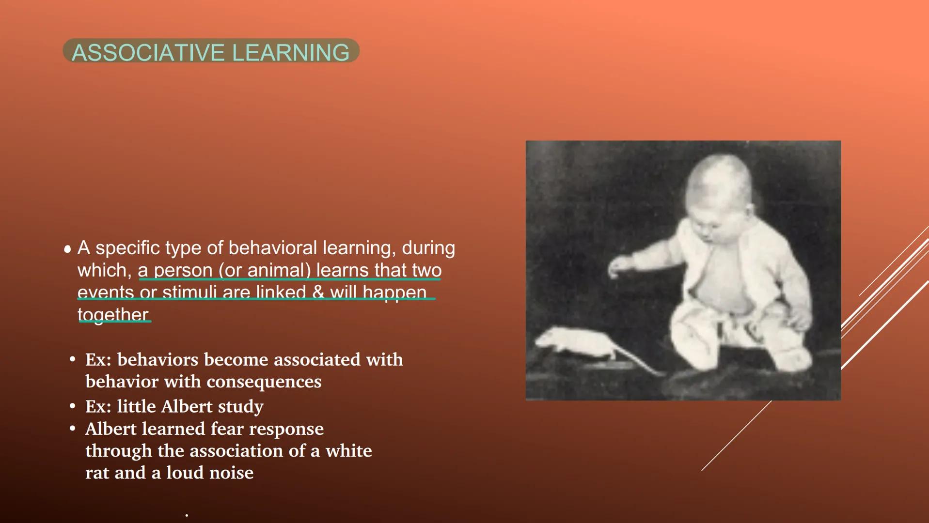 UNIT 4-BEHAVIORAL LEARNING Behavioral learning
occurs when a behavior or response
changes as a result of experience ASSOCIATIVE LEARNING
• A