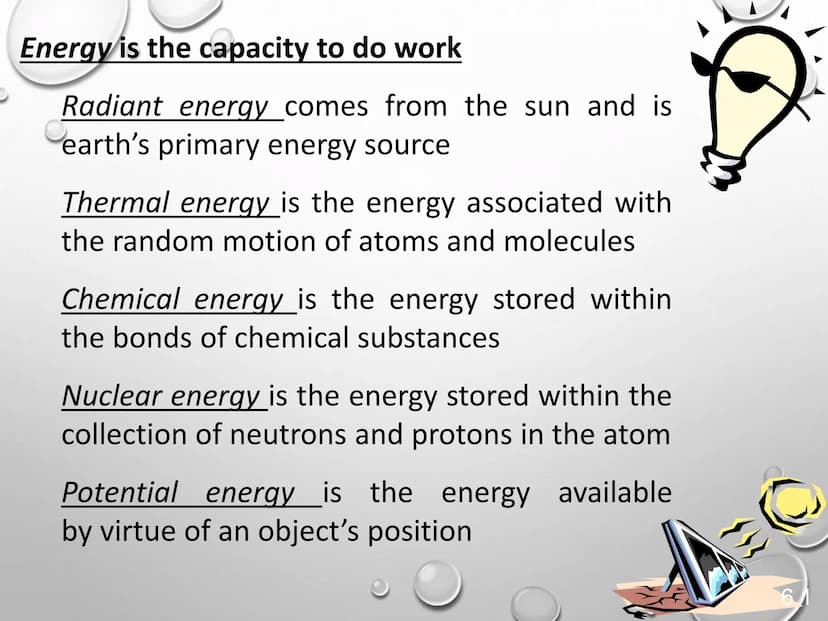 600
500
10
500 ml
PYREX
5
No. 4930
STOPPER No. 7
590 m
1000 ml
Energy Changes
in Chemical
Reactions Energy is the capacity to do work
Radian