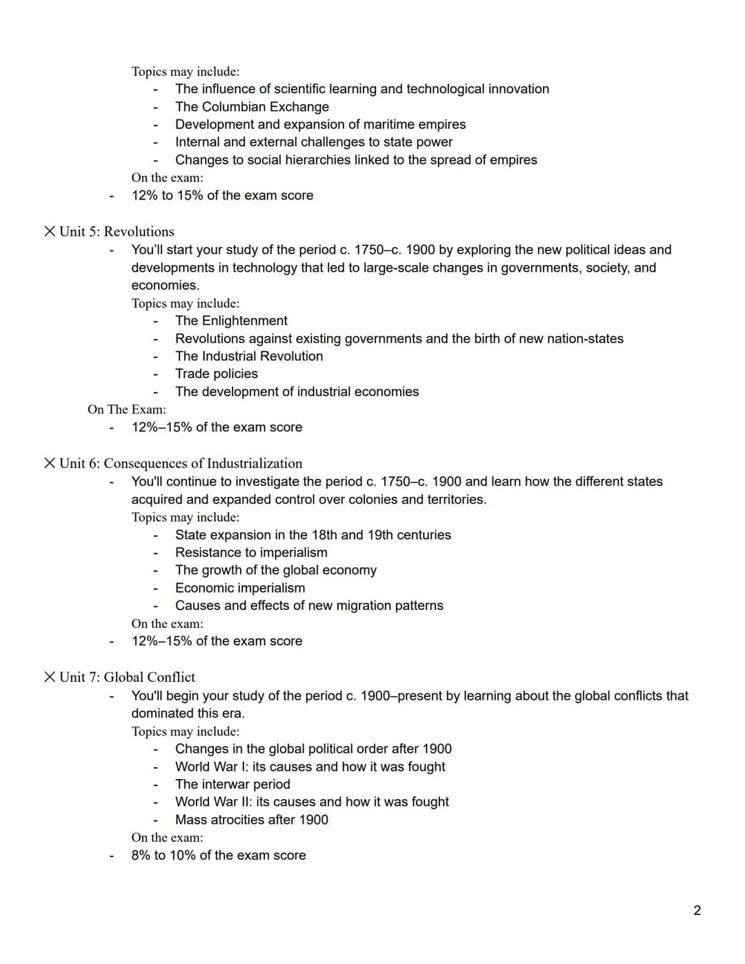 < ADVANCED PLACEMENT EXAM: HISTORY MODERN NOTES/EXAM OVERVIEW/PRACTICE >
COURSE COMPONENTS:
X Unit one: The Global Tapestry
You'll explore h