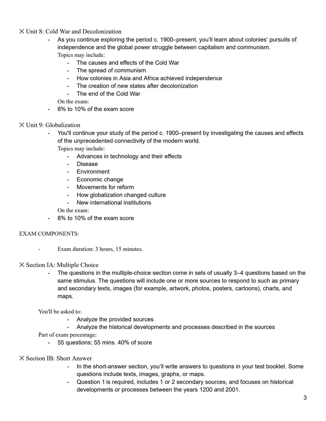 < ADVANCED PLACEMENT EXAM: HISTORY MODERN NOTES/EXAM OVERVIEW/PRACTICE >
COURSE COMPONENTS:
X Unit one: The Global Tapestry
You'll explore h
