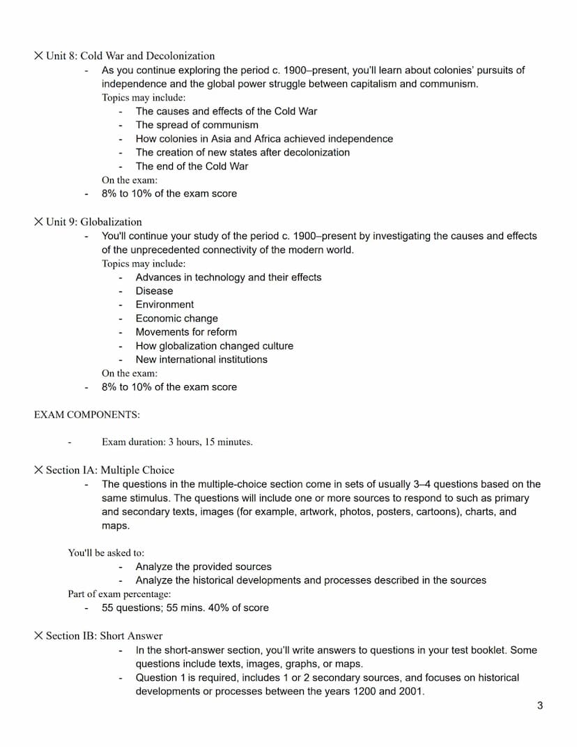 < ADVANCED PLACEMENT EXAM: HISTORY MODERN NOTES/EXAM OVERVIEW/PRACTICE >
COURSE COMPONENTS:
X Unit one: The Global Tapestry
You'll explore h