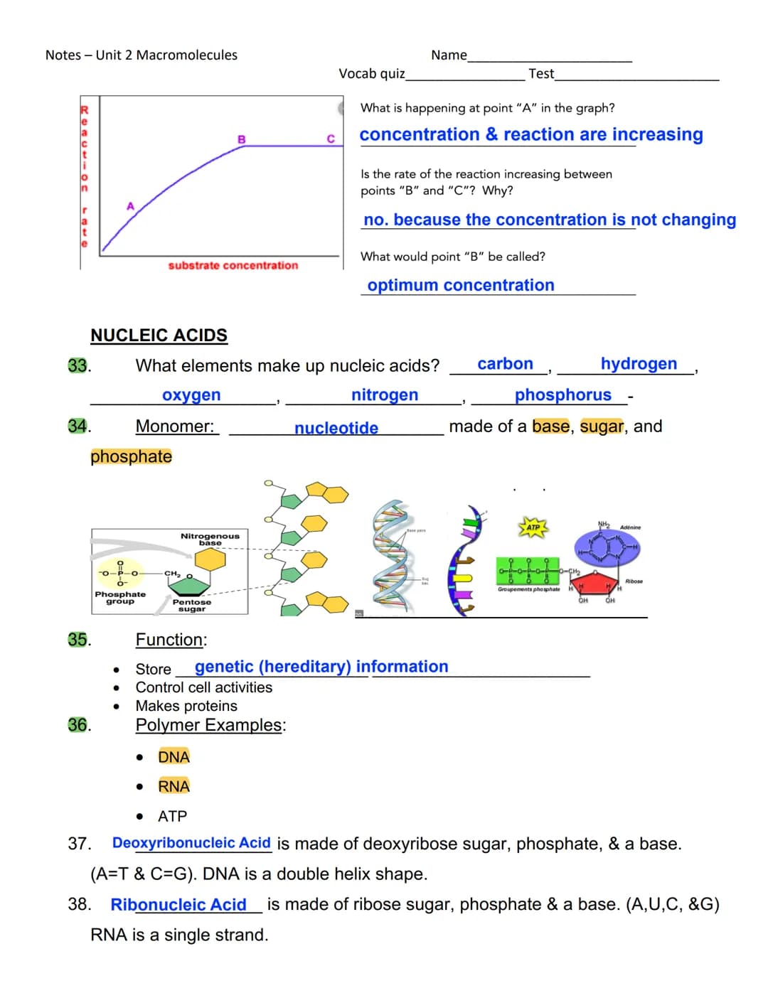 Notes - Unit 2 Macromolecules
1. The prefix_macro
2. What does that tell you about the size of macromolecules? they are large, / complex
5.
