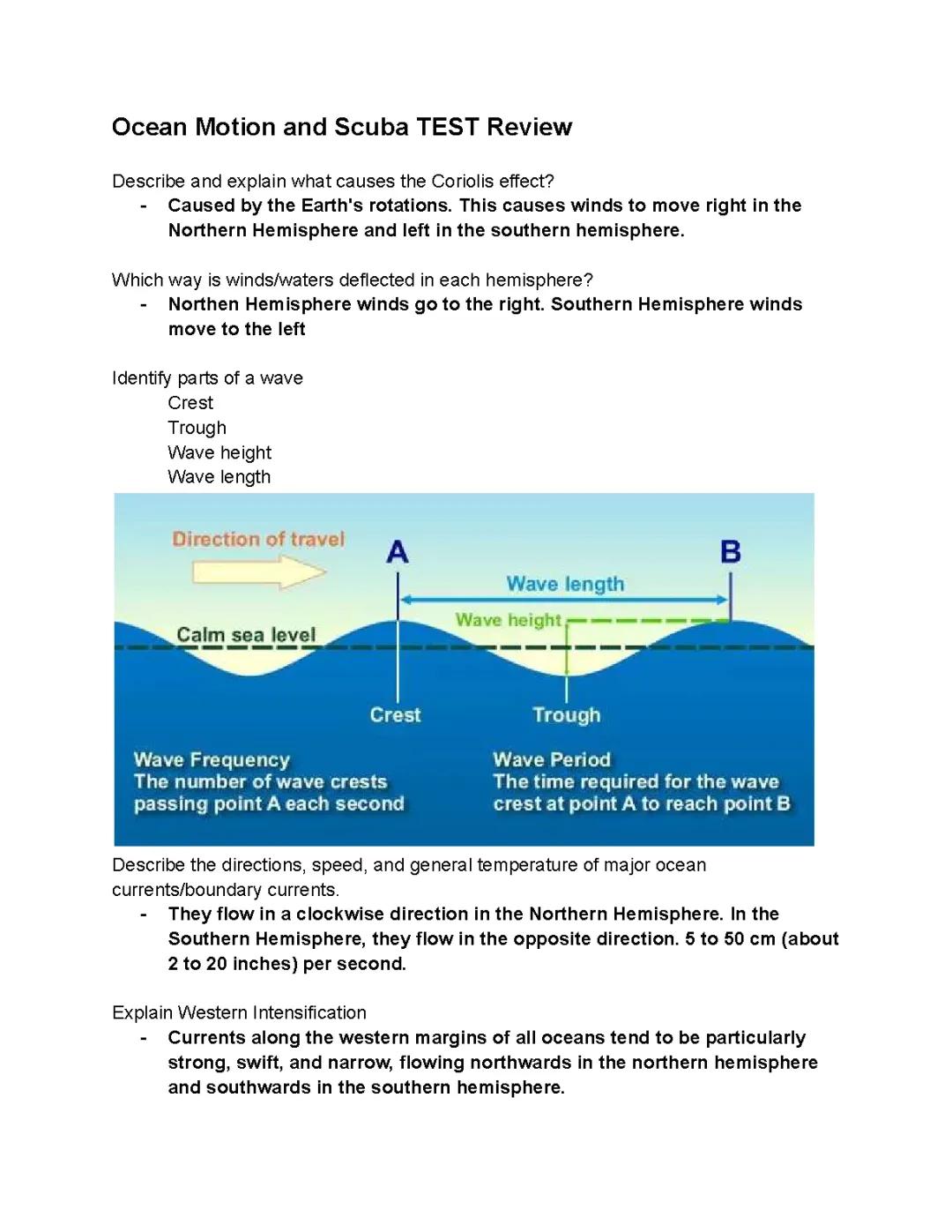 Ocean Motion Test Review