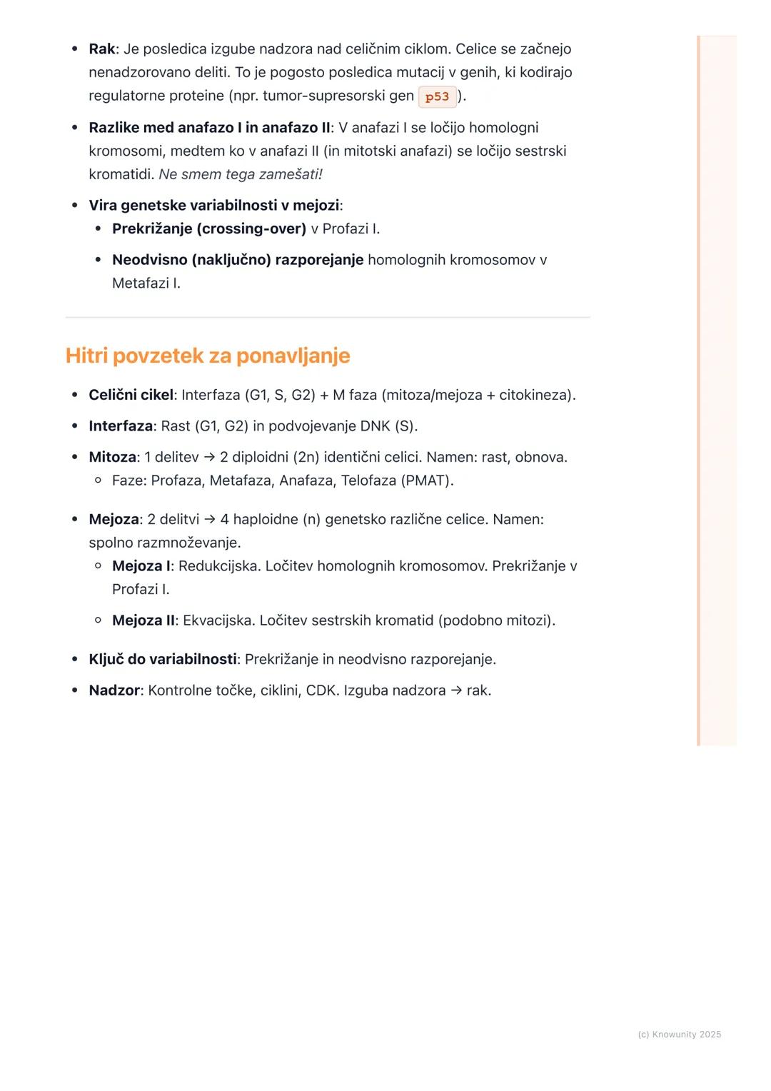 # Celični cikel in delitev celic

Pregled celičnega cikla

Celični cikel je urejen niz dogodkov, ki vodijo v rast celice in njeno delitev na