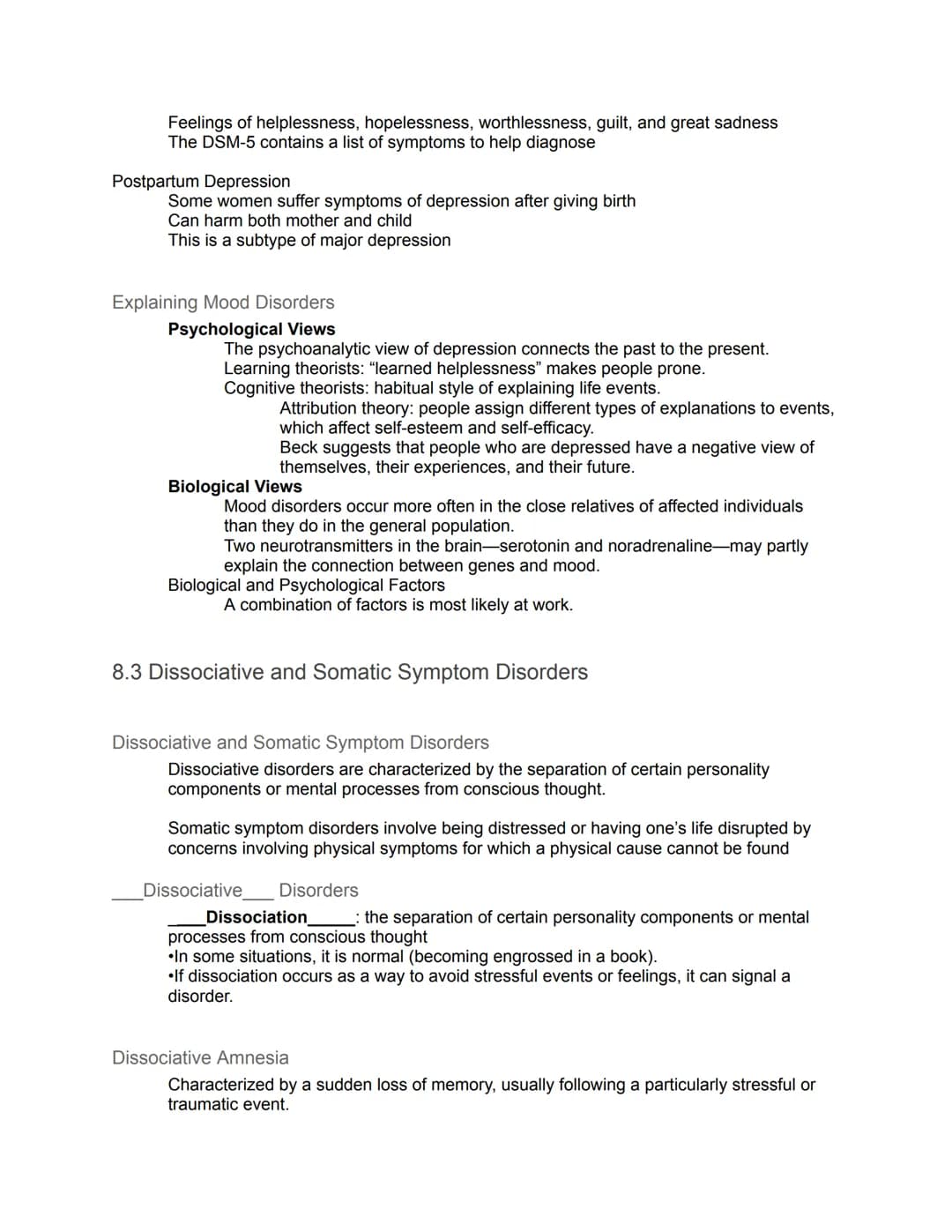 Unit 8: Disorders and Therapies - Guided Notes
8.1 Understanding Psychological Disorders
Psychological disorders are behavior patterns or me