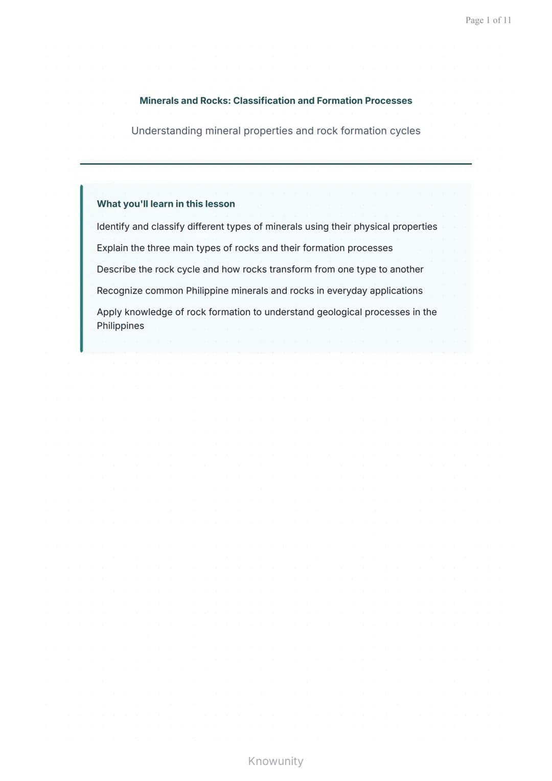 Minerals and Rocks: Classification and Formation Processes