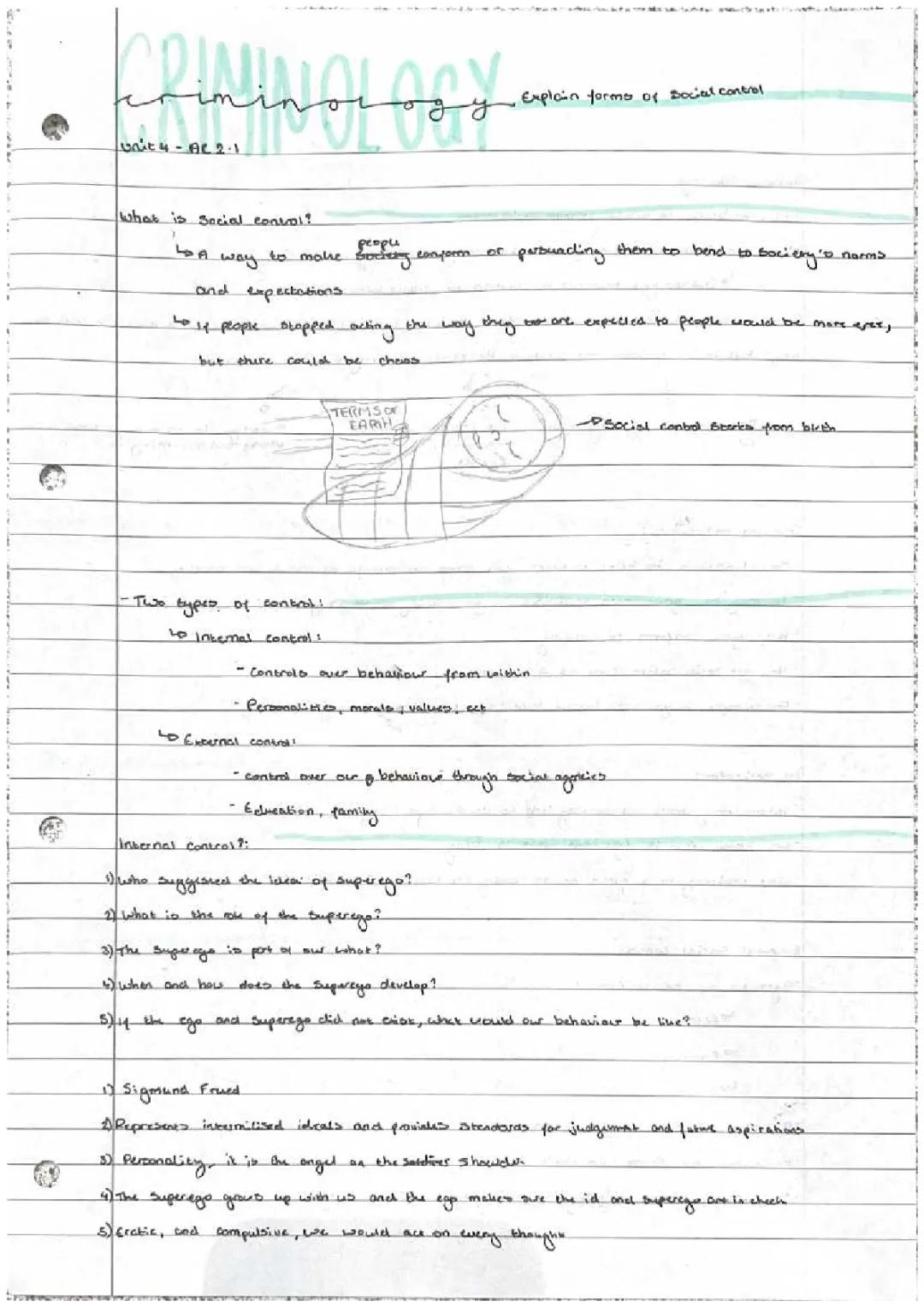 Criminology Unit 4 - Forms of Social Control: Internal and External