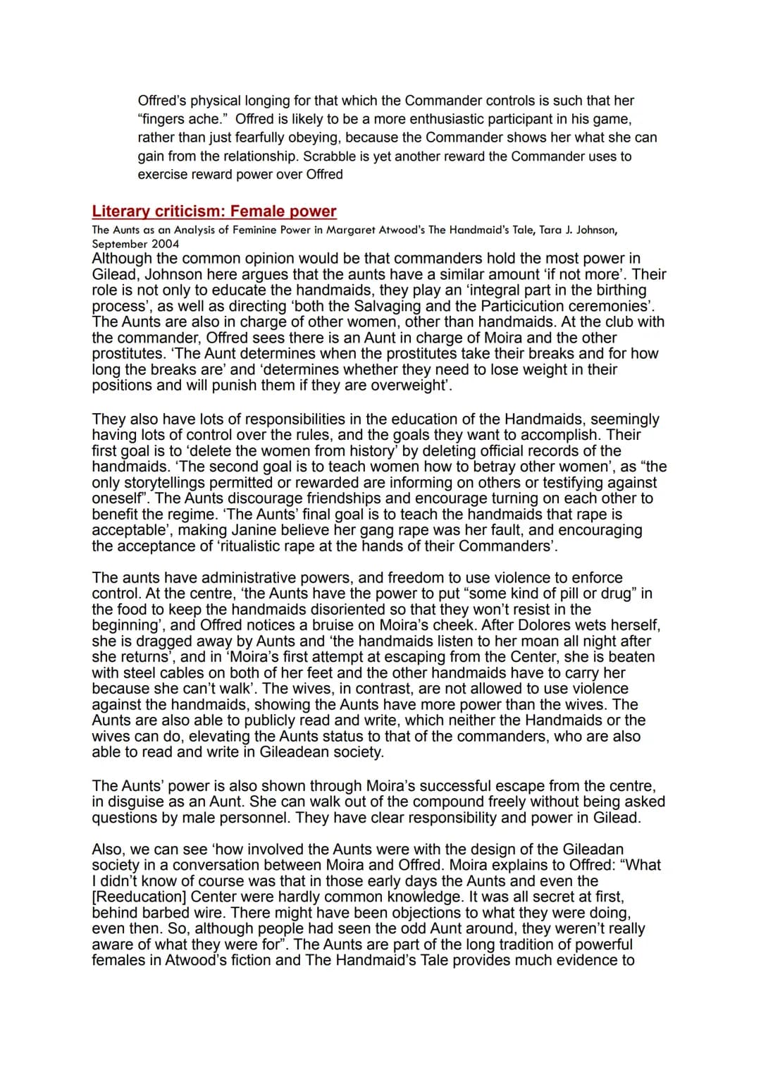 Power and Control Presentation
The power of men
In Chapter 13: The power that men have in Gilead is mirrored by the quote "painted by men
wh