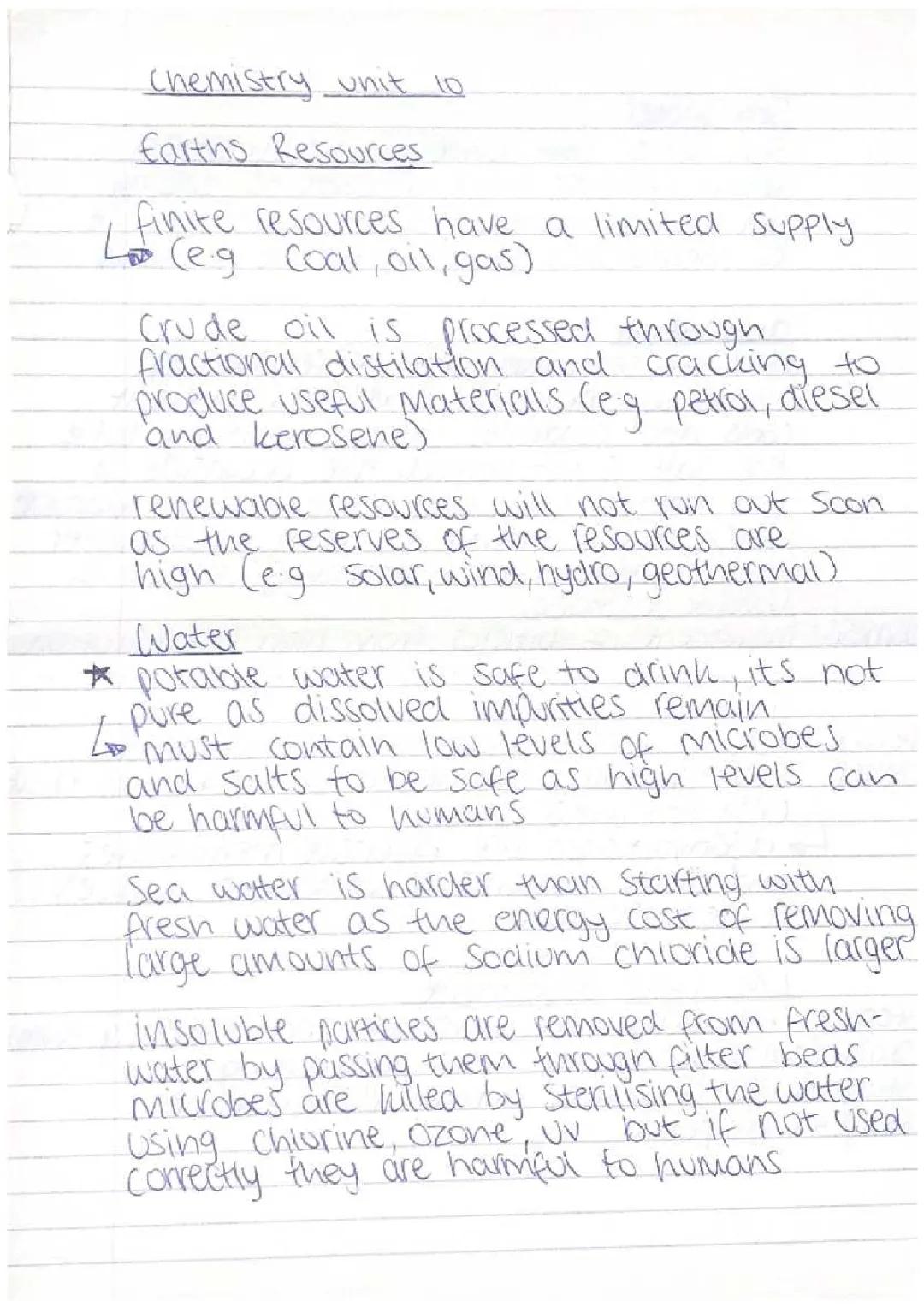 chemistry - c10 (resources and water)