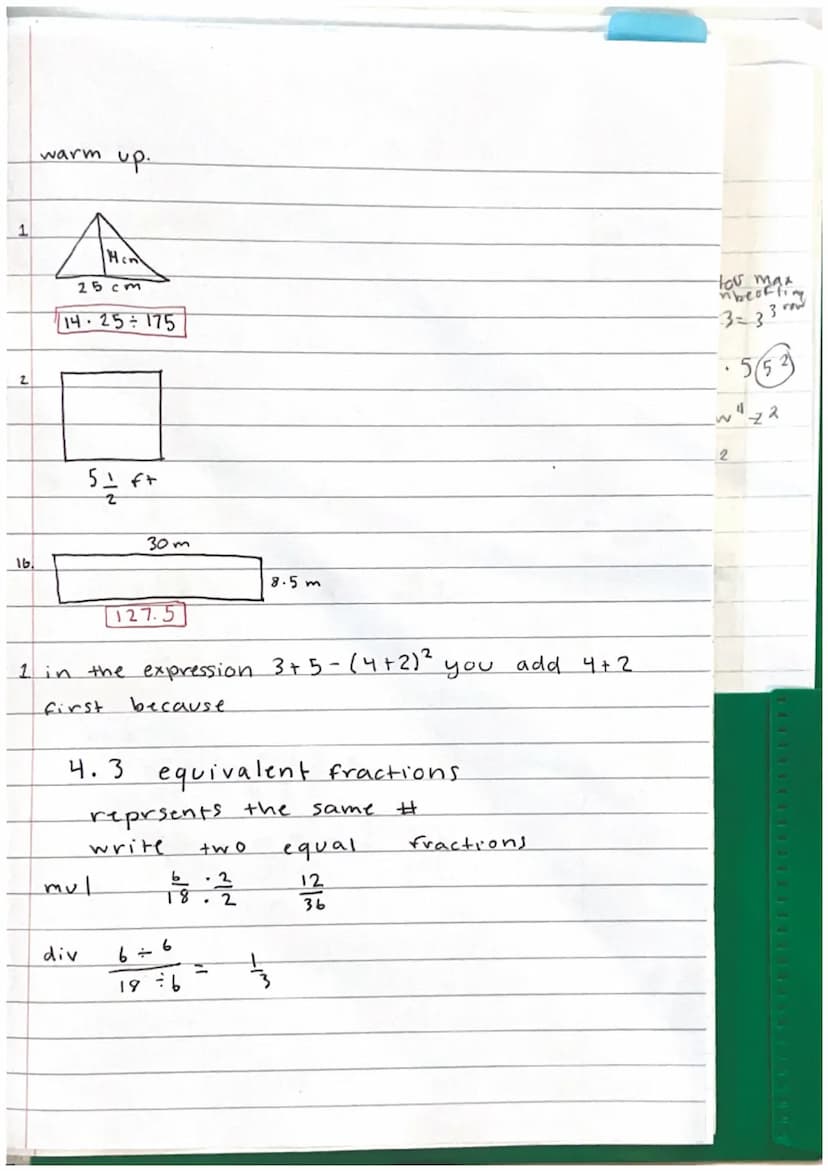 A warm up
1. 5 (y + 3)-6.
5y + 15 6 5 -5
SNVT NON
2. 3 (x + 1) + 4 (8 - x) -18
-3x
- 3 +32 - 4 x-18
-7x + 29 - 18
= 7x + 11.
9
5y + 9
p=add
