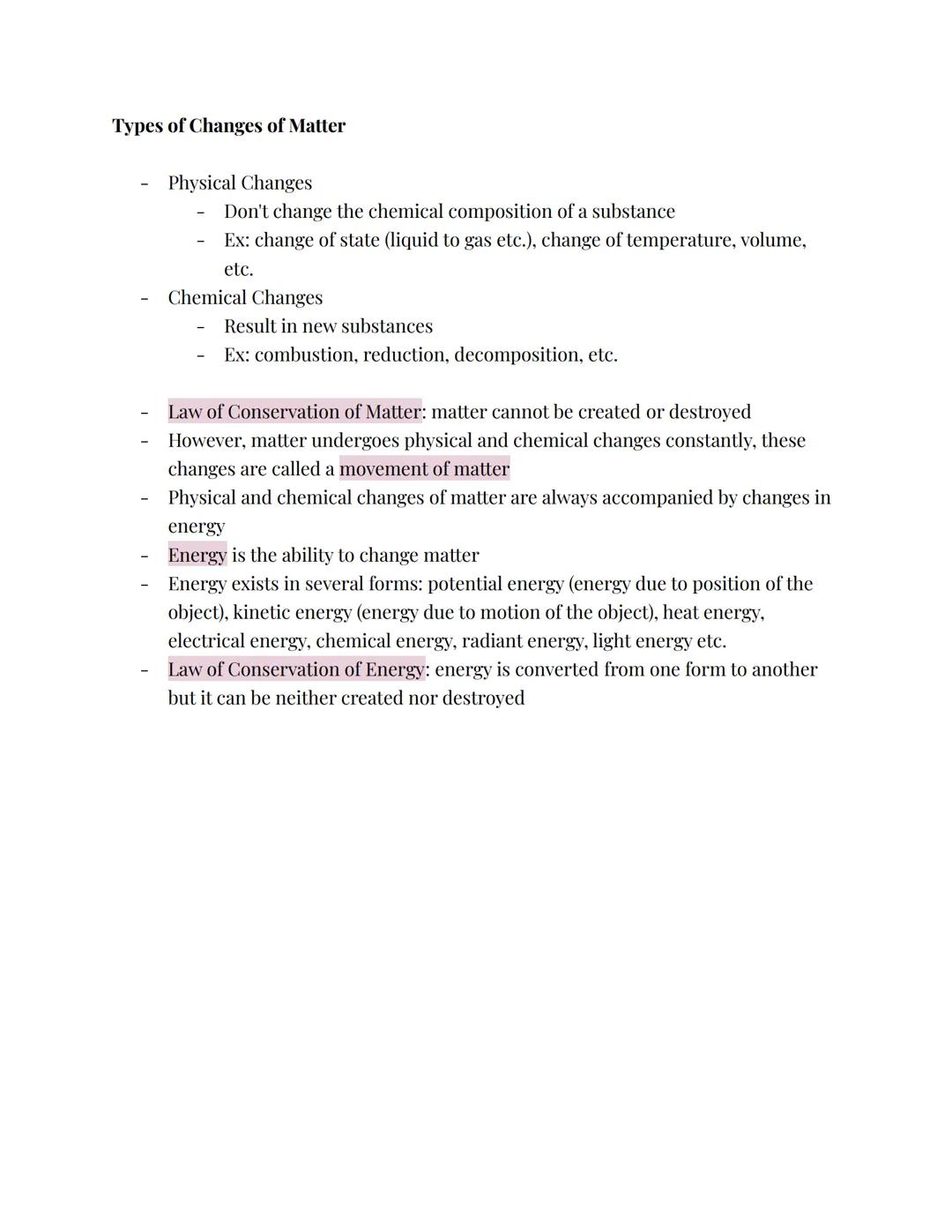 Matter & Measurement
Chemistry is the study of matter, its properties, and changes between matter
Matter
-
Four phases of matter are solid, 