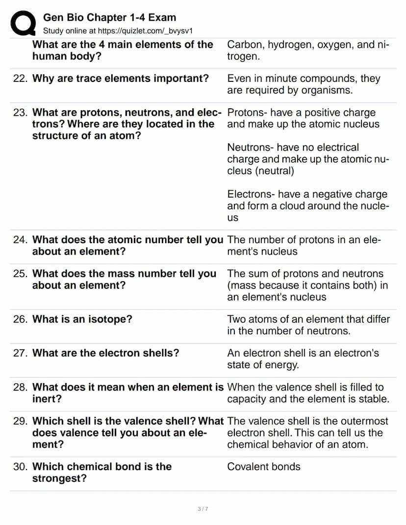 Q
1. What is biology?
2. What are emergent properties?
Gen Bio Chapter 1-4 Exam
Study online at https://quizlet.com/_bvysv1
3. What is the c