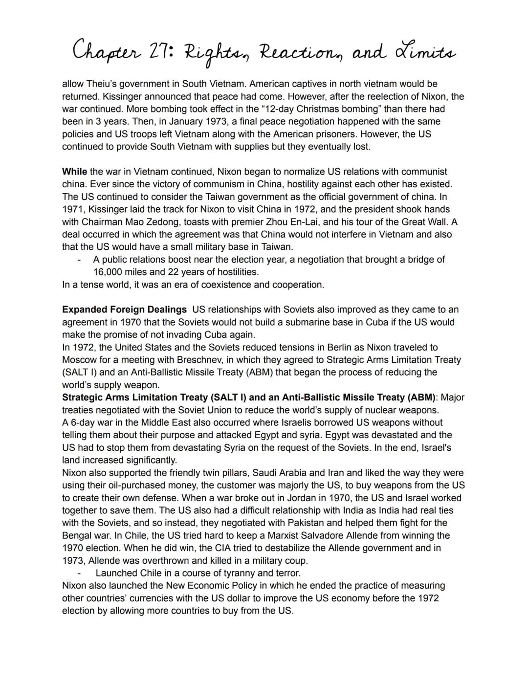 Chapter 27: Rights, Reaction, and Limits
Civil rights: womens movement; latino movement: united farm workers; native americans;
Religious Ri