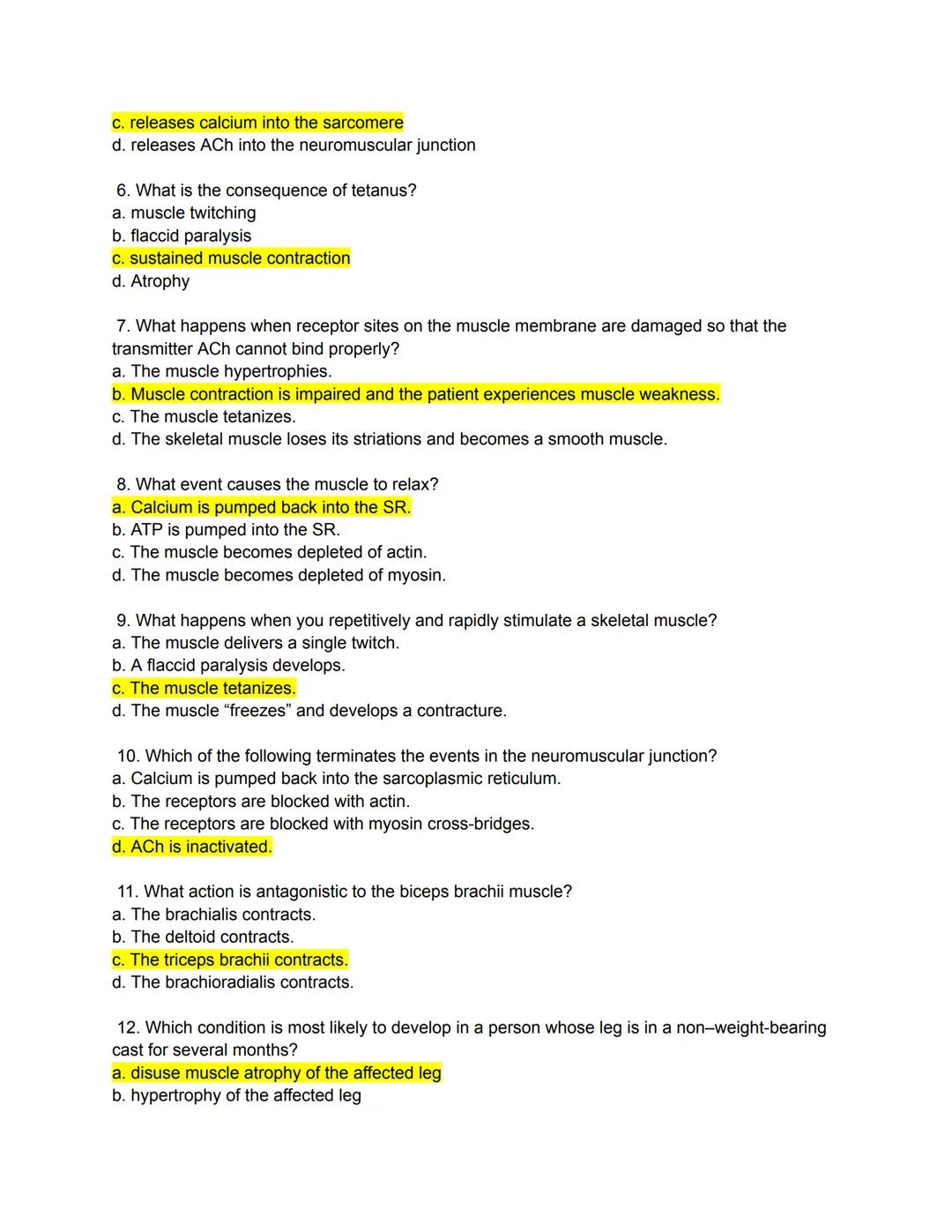 Types of Muscles
Directions: Match the following terms to the most appropriate definition by writing the correct
letter in the space provide