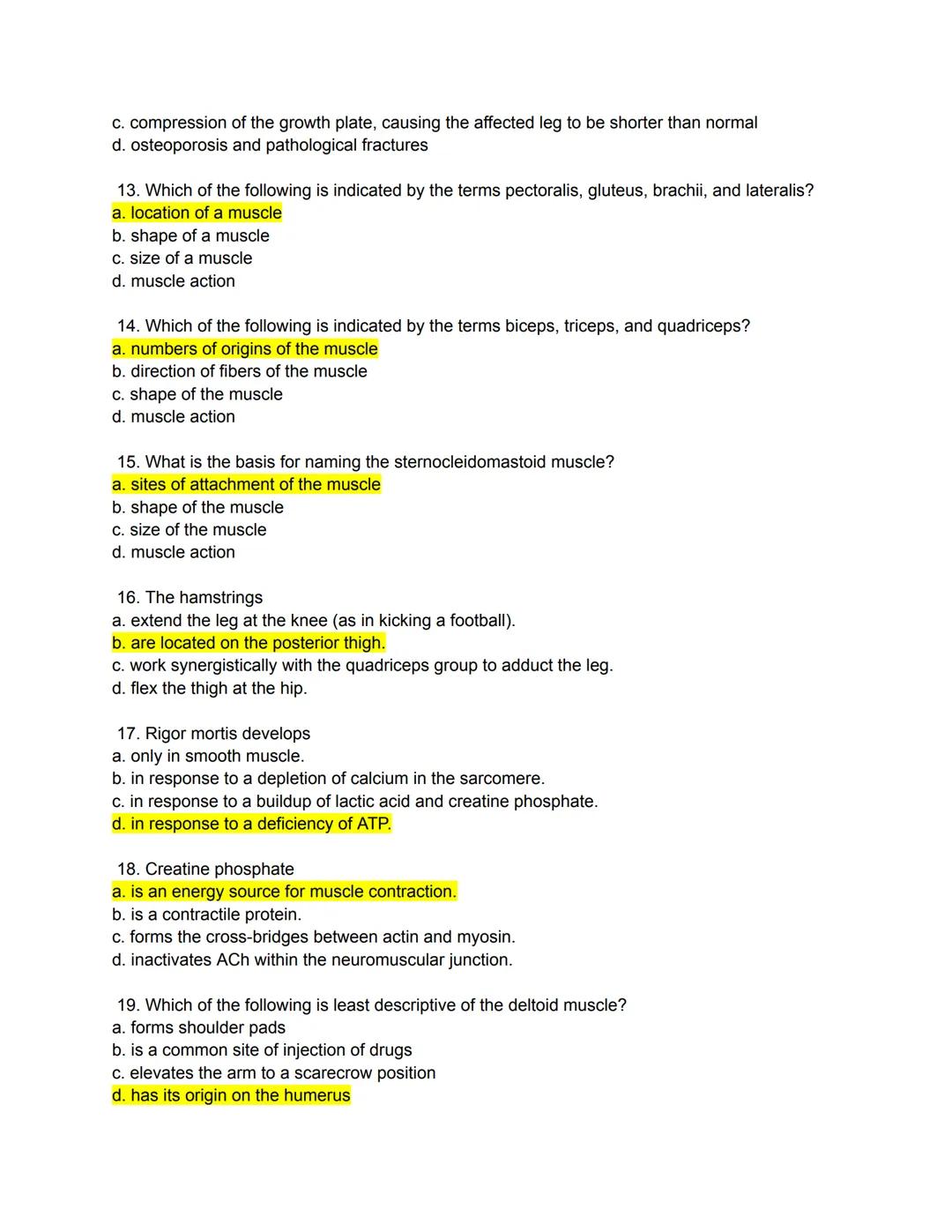 Types of Muscles
Directions: Match the following terms to the most appropriate definition by writing the correct
letter in the space provide