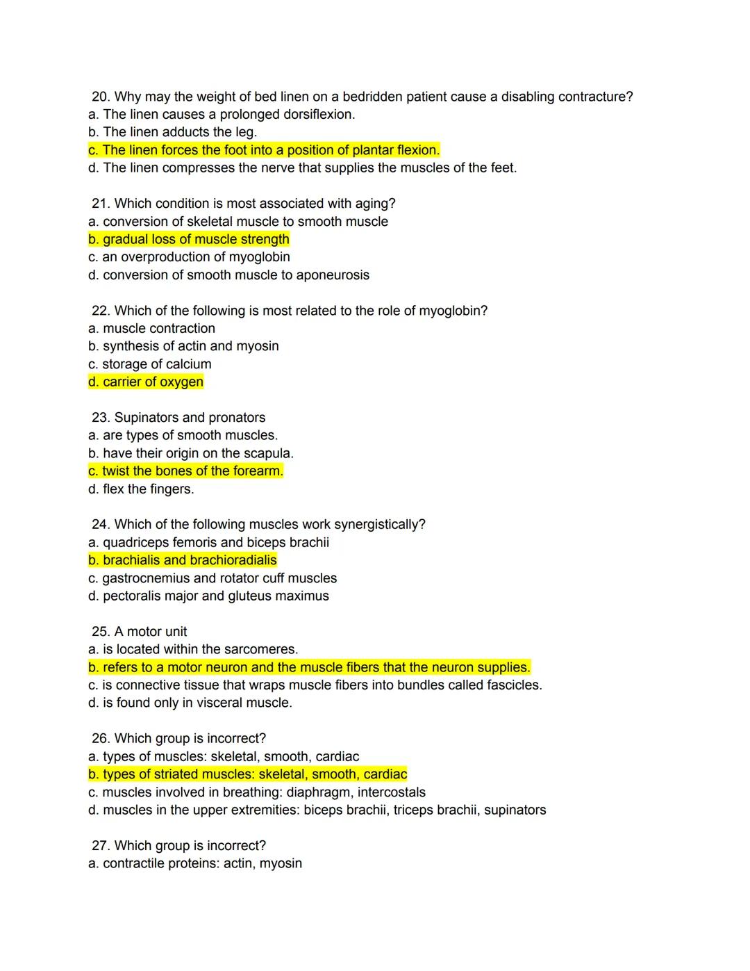 Types of Muscles
Directions: Match the following terms to the most appropriate definition by writing the correct
letter in the space provide