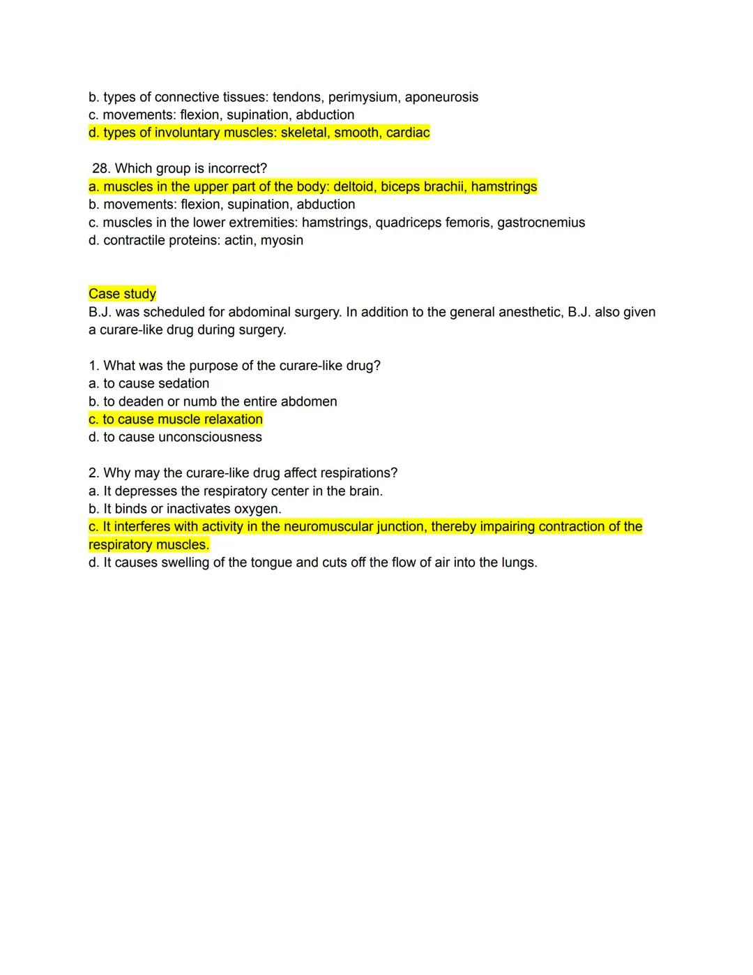 Types of Muscles
Directions: Match the following terms to the most appropriate definition by writing the correct
letter in the space provide
