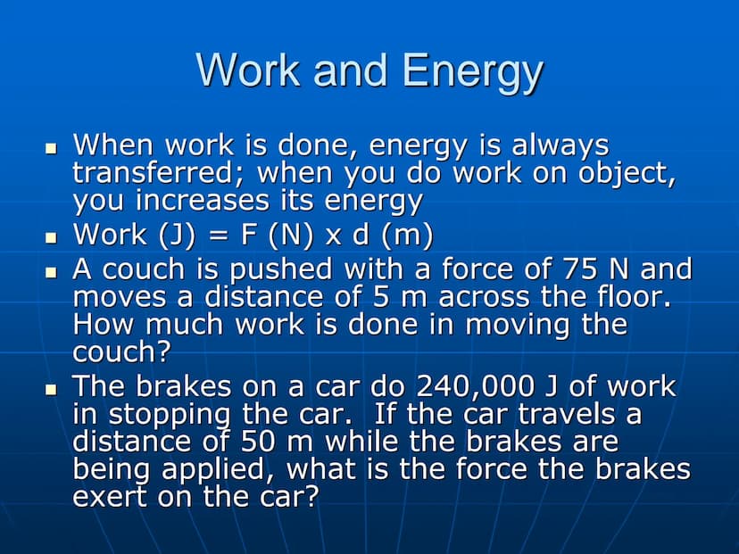 Power and Energy Power
■ Rate at which work is done; amount of
work done per second
■ Power (in watts)= work (J)/time (s)
P=W/t
■ If lifting