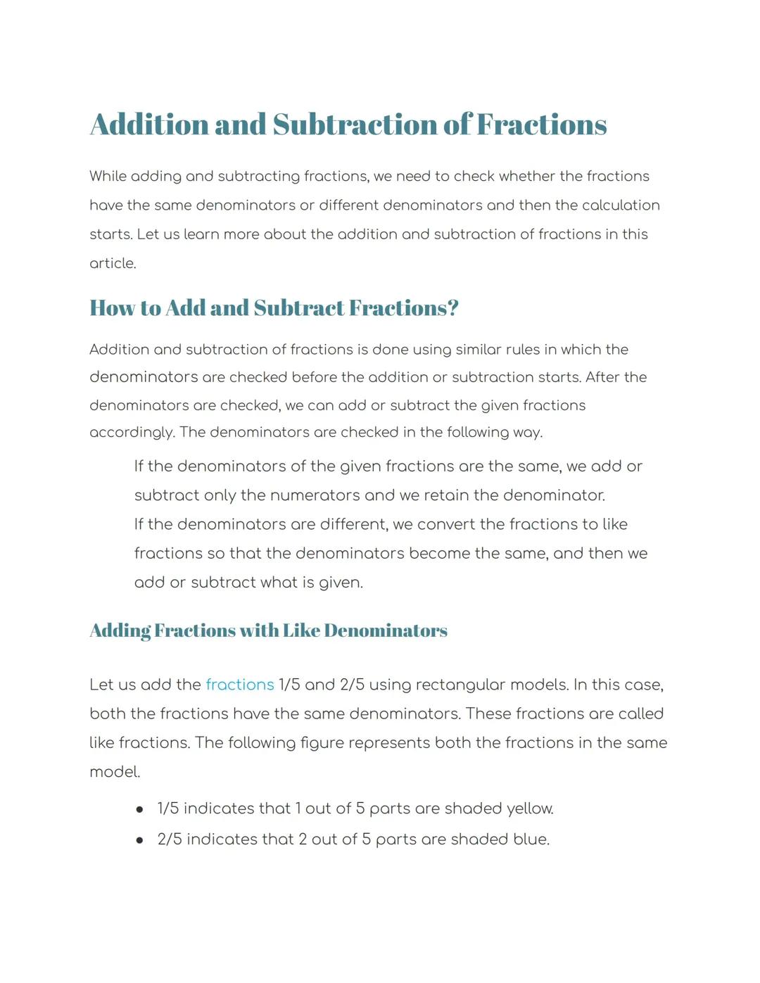 Adding & subtracting fractions