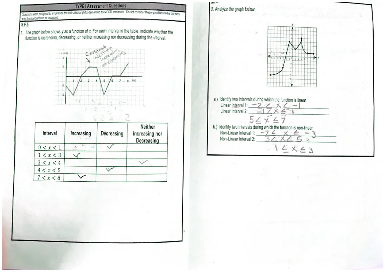 TYPE I Assessment Questions
Questions were designed to emphasize the instructional shifts demanded by MCCR standards. Do not consider these 