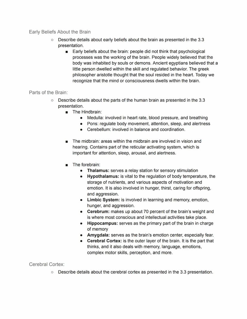 Unit 3: Biology and Behavior - Guided Notes
3.1 The Nervous System
Nervous System
● Describe details about the nervous system as presented i