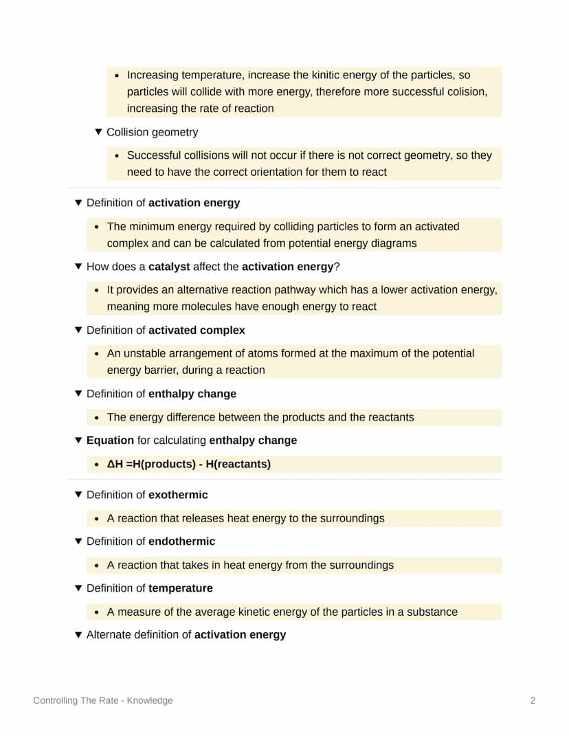 Controlling The Rate -
Knowledge
▼ What happens if reaction rate is too high?
• Risk of explosion
▾ What happens if reaction rate is too low