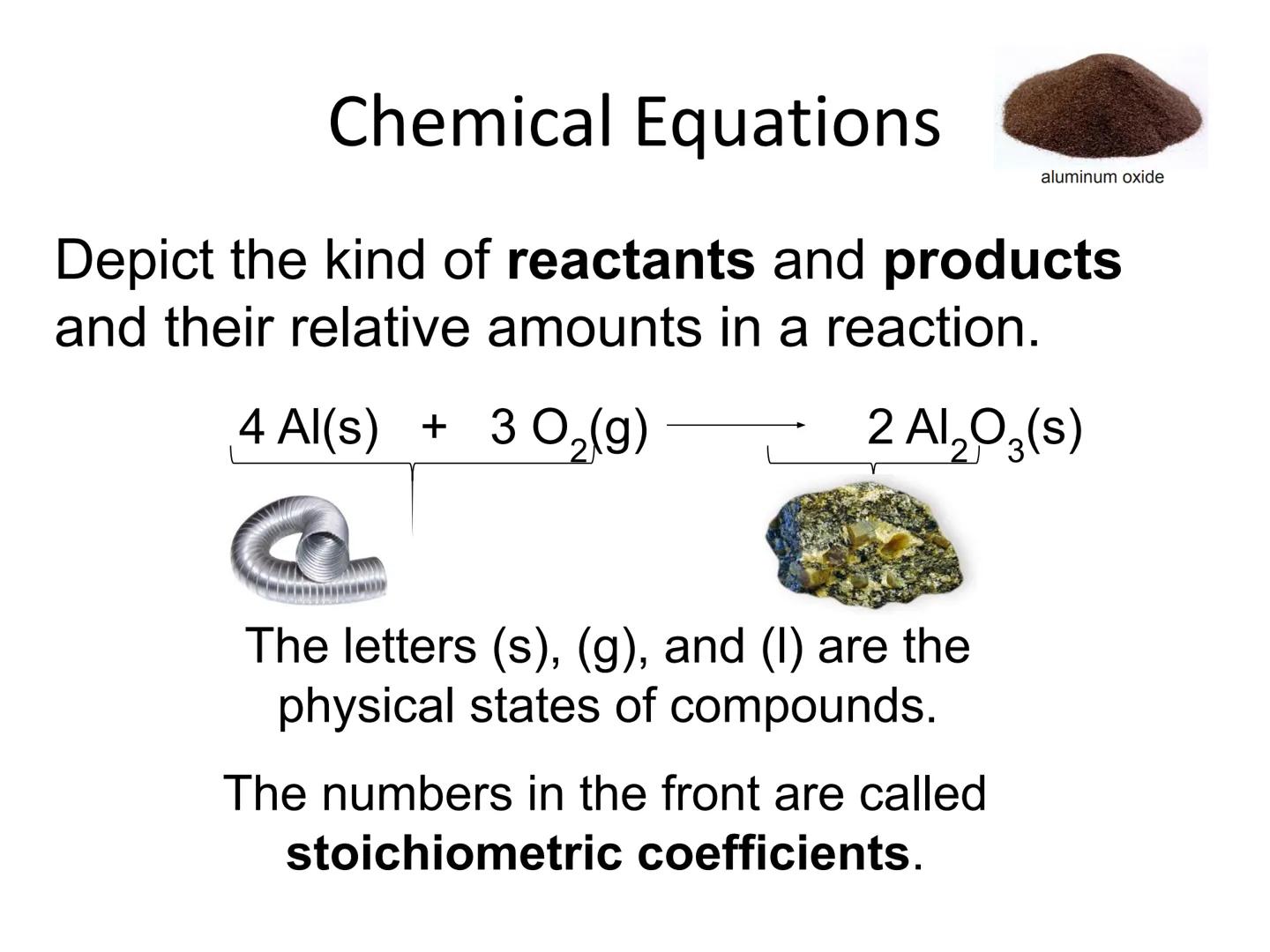 DRILL Al(s) + O₂(g)
H₂SO + NaOH → Na₂SO+
4
H₂O
4
Al₂O3(s)
C_Ho+ O2 → CO, + H,O
10 Chemical Equations &
Reactions Describing a Chemical React