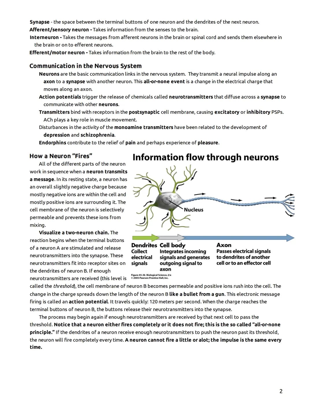 Psychology - Mr. Duez-LEARNING TARGETS
UNIT 2- "The Biological Bases of Behavior"
Part I - The Brain, Nervous System, Neurons, & Behavior/He