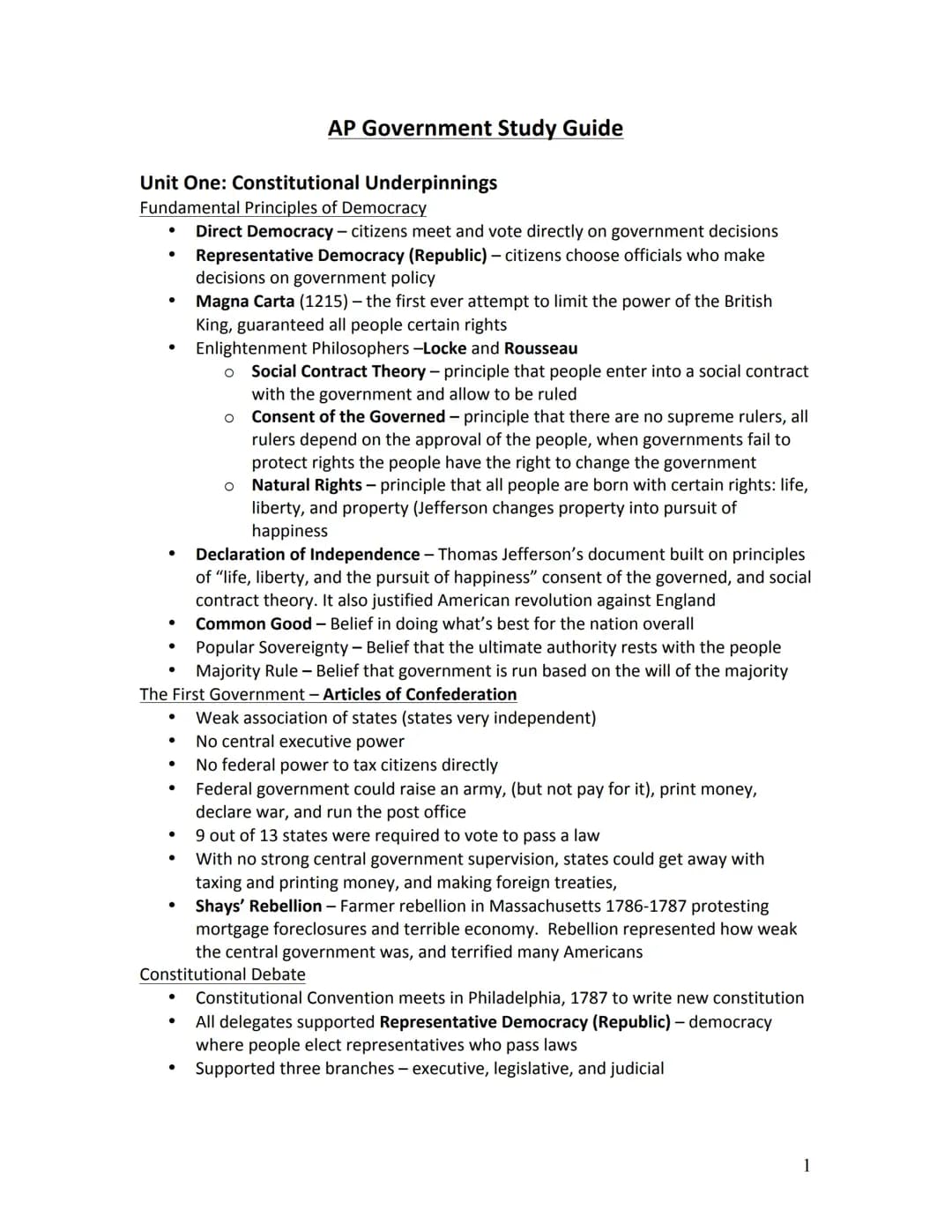Ultimate AP Government Study Guide: Unit Summaries, Notes, and Practice Tests