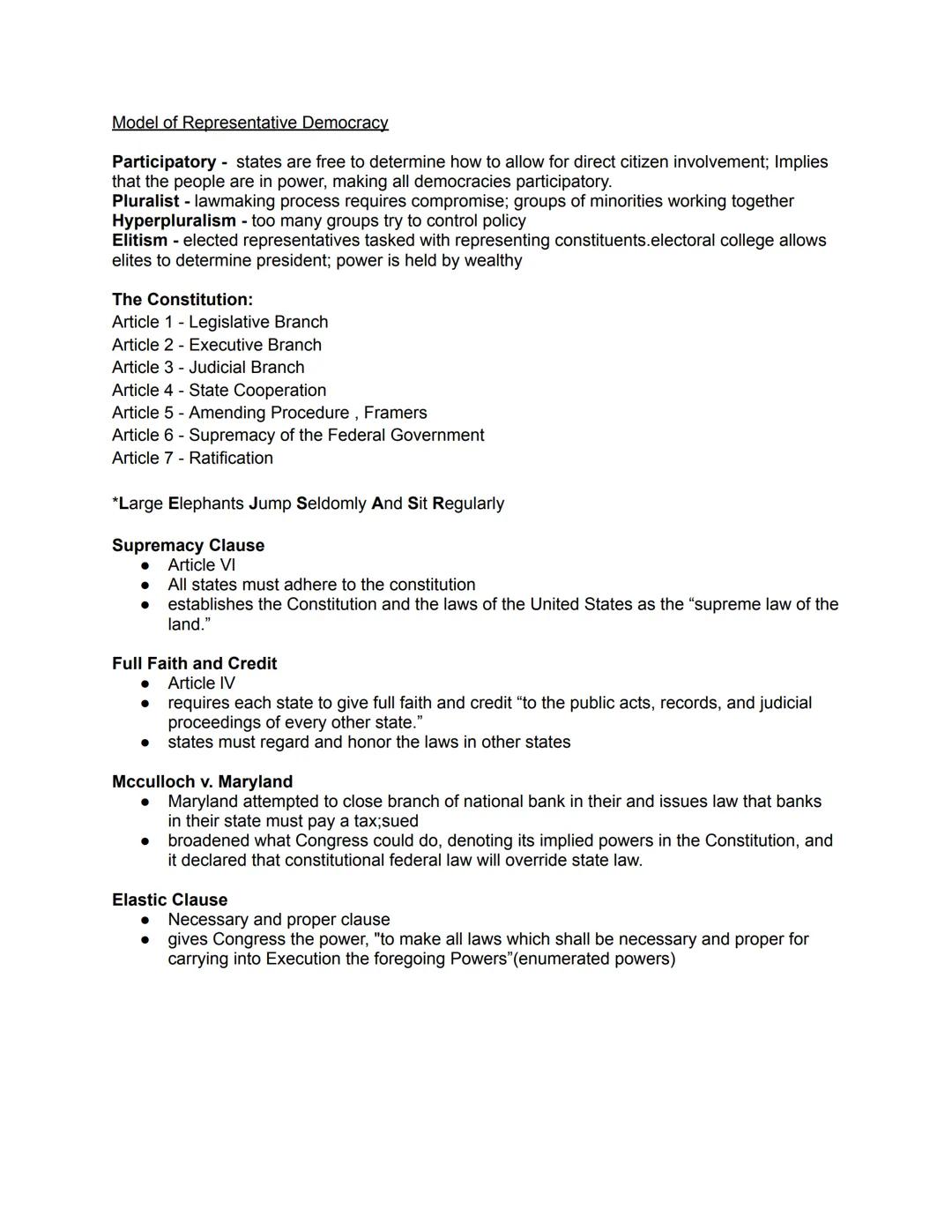 Model of Representative Democracy
Participatory - states are free to determine how to allow for direct citizen involvement; Implies
that the