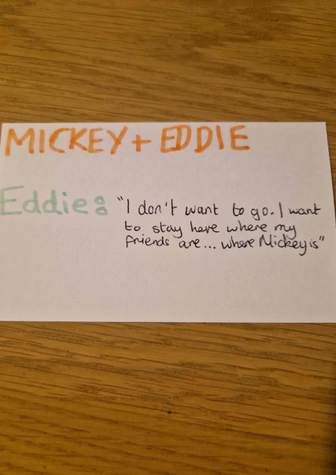 MICKEY+ EDDIE
MICKEY"But I'm not in your
shoes, I'm in these, lookin 'at
you. An' you make me sick....
go on... beat it before I hit
y'" Thi
